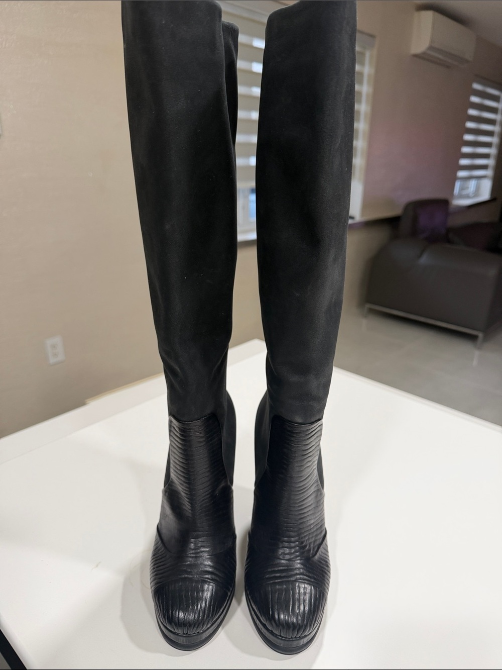 CHANEL Black Over-the-Knee High Boots